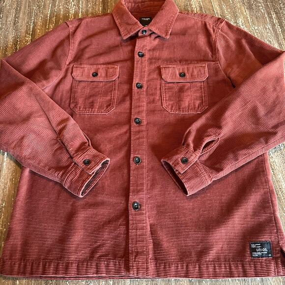Men’s Union Corduroy Shirt Jacket Shacket Rust, Large - Picture 1 of 8